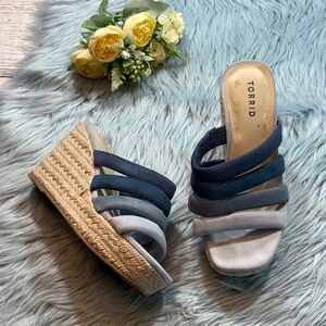 Torrid Multi Strap Wedge Sandals Blue sz 7.5WW